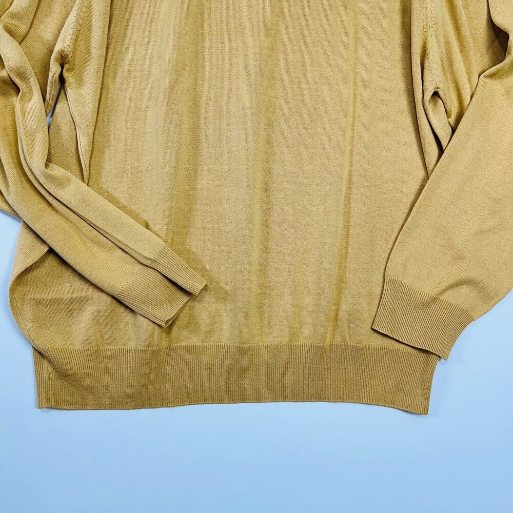 Jos A Bank Silk Sweater Size XXL Mock Neck Yellow‎ Gold Vintage Business - Picture 6 of 13